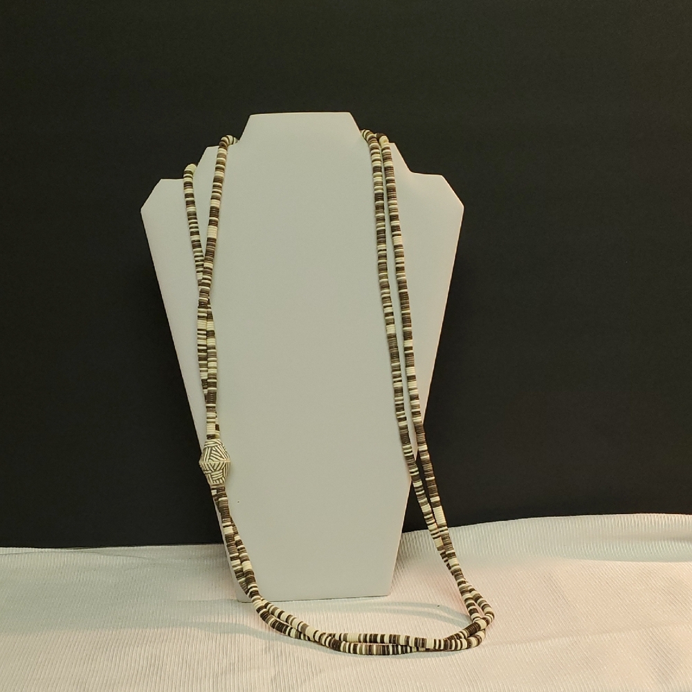 Elegant Brown and Cream Beaded Necklace DOUBLE Wrap